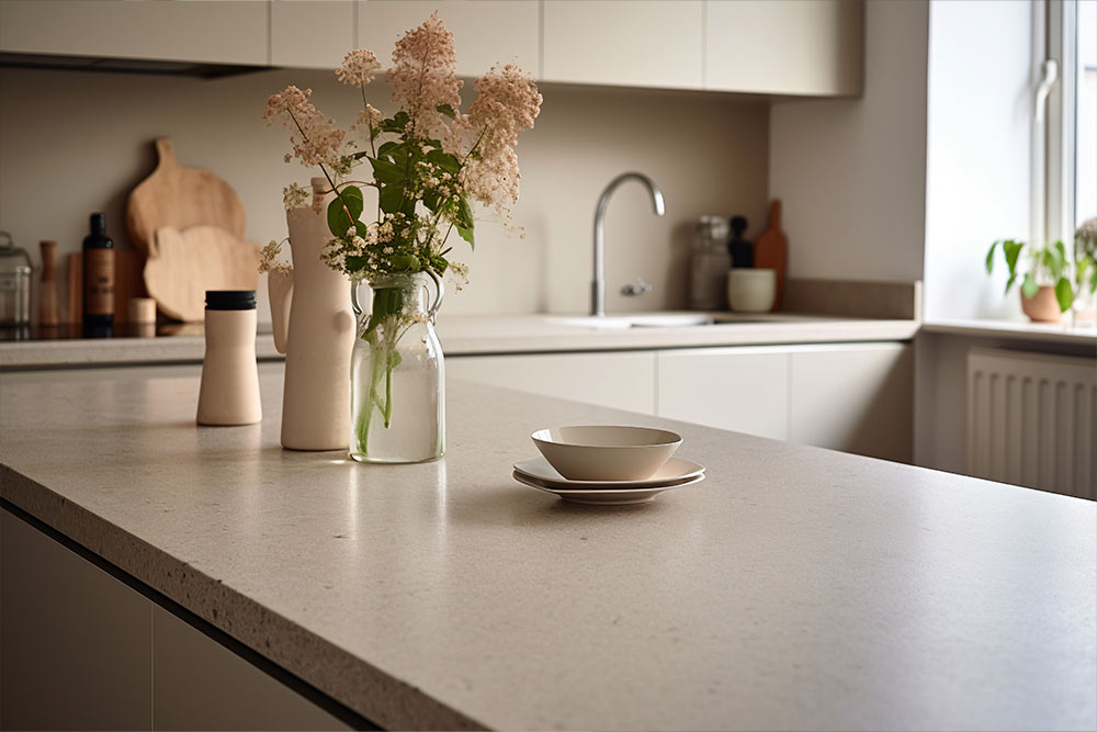 Kitchen Quartz Worktops Edmonton Example of Carrara white near Tap in Edmonton London Property