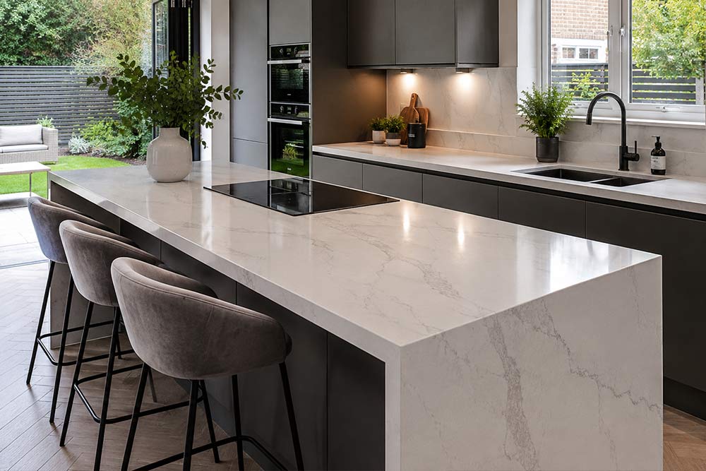 Quartz Worktops Ilford London Kitchen Example in IG1